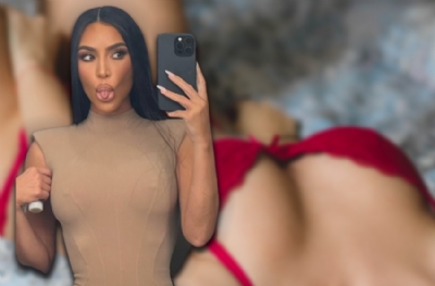 Kim Kardashian şeffaf sütyen giydi! Sansürünü kendisi ekledi